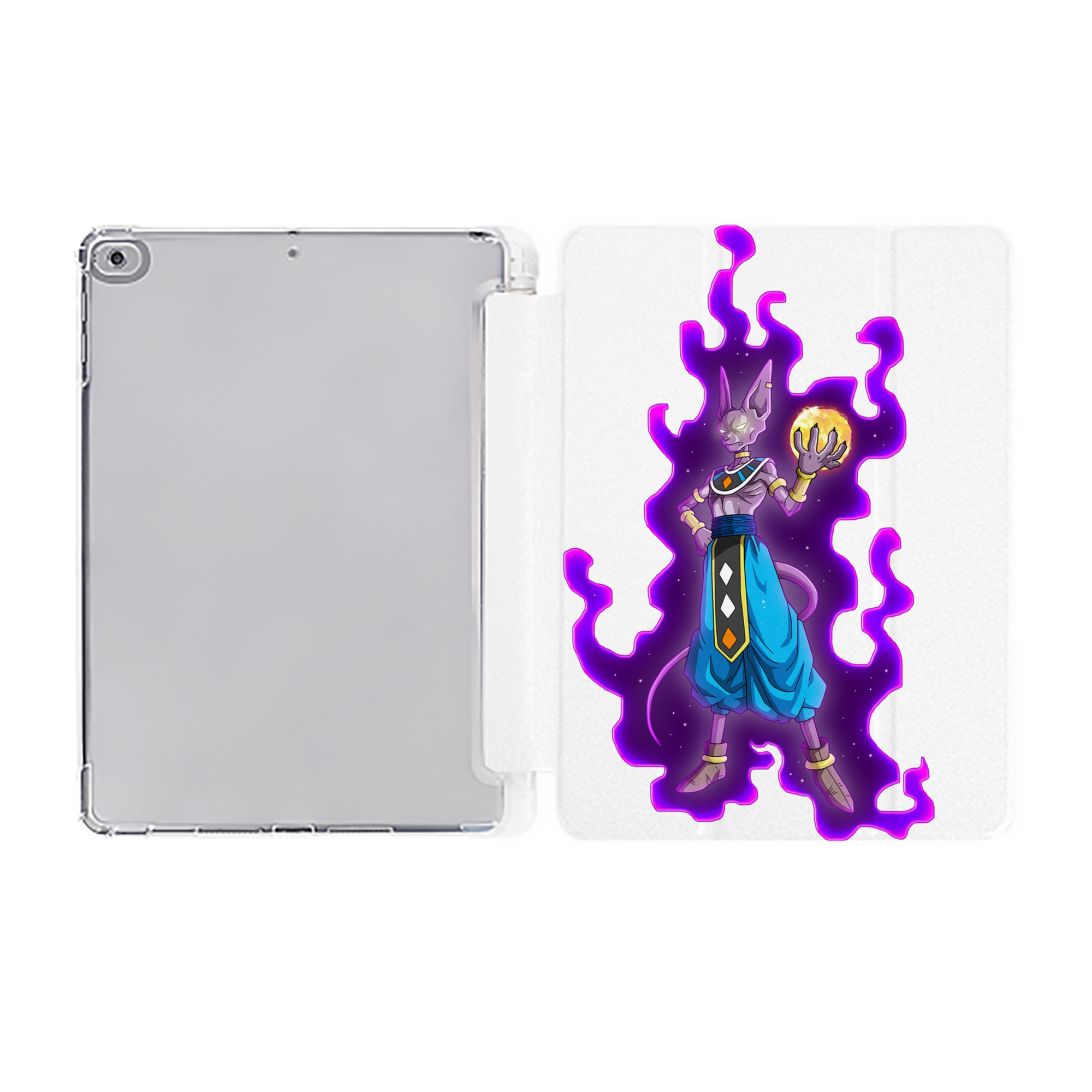 （画像用） ドラゴンボール ビルス 破壊神ビルス DRAGON BALL Beerus Birusu IPad ケース ペン収納付き 三つ折りスタンド PUレザー×シリコン 対応機種9.5/10.5/10.9インチ